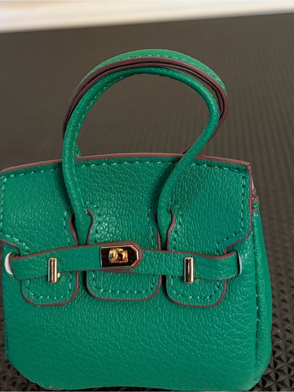 Green Top-Handle Satchel Bag charm. Measures about 3x2.5 in